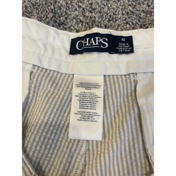 Chaps Men's Seersucker White Tan Striped Shorts Size 40 - Picture 5 of 6